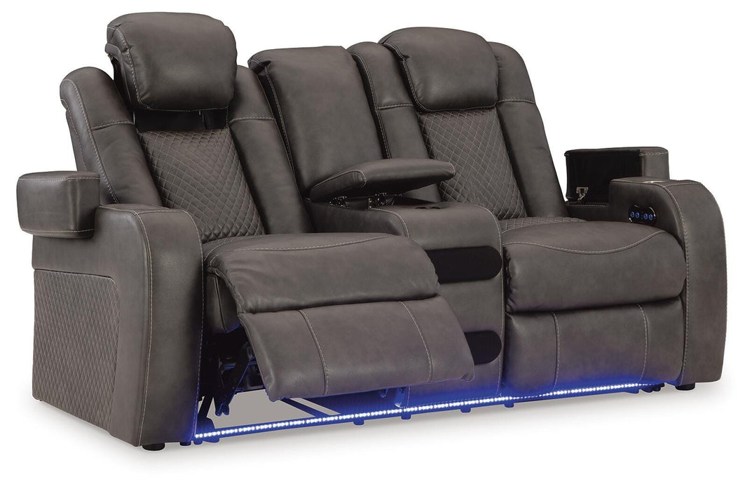 Fyne-Dyme Power Reclining Loveseat with Console - Clarks Hardware - Iowa
