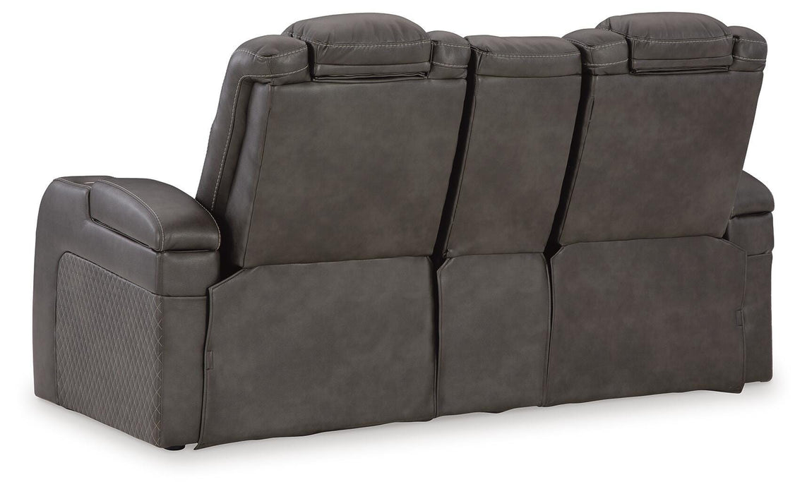 Fyne-Dyme Power Reclining Loveseat with Console - Clarks Hardware - Iowa