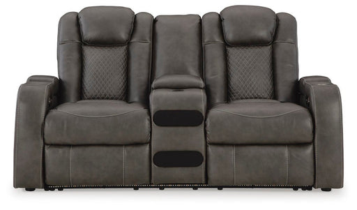 Fyne-Dyme Power Reclining Loveseat with Console - Clarks Hardware - Iowa