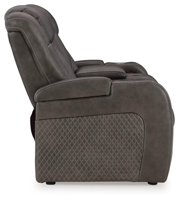 Fyne-Dyme Power Reclining Loveseat with Console - Clarks Hardware - Iowa