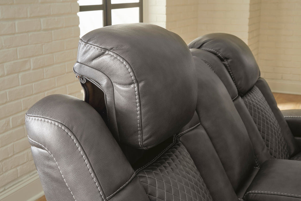 Fyne-Dyme Power Reclining Loveseat with Console - Clarks Hardware - Iowa