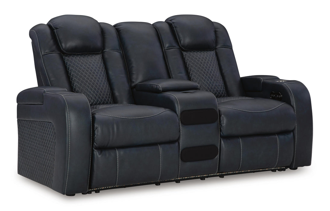 Fyne-Dyme Power Reclining Loveseat with Console - Clarks Hardware - Iowa