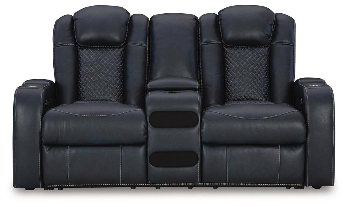 Fyne-Dyme Power Reclining Loveseat with Console - Clarks Hardware - Iowa