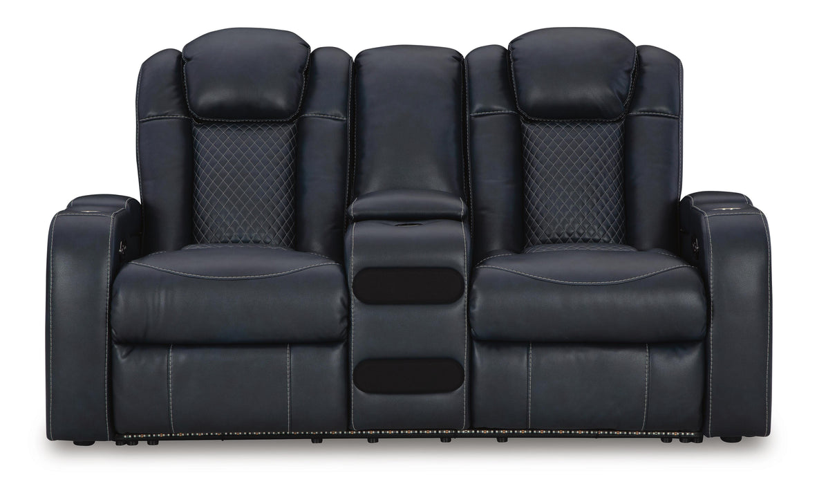 Fyne-Dyme Power Reclining Loveseat with Console - Clarks Hardware - Iowa