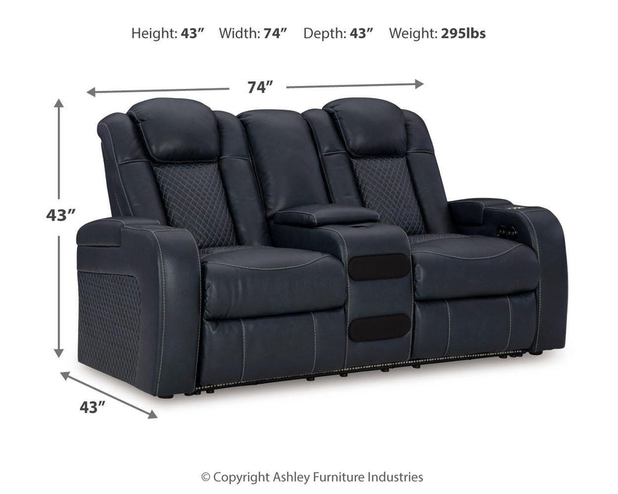 Fyne-Dyme Power Reclining Loveseat with Console - Clarks Hardware - Iowa