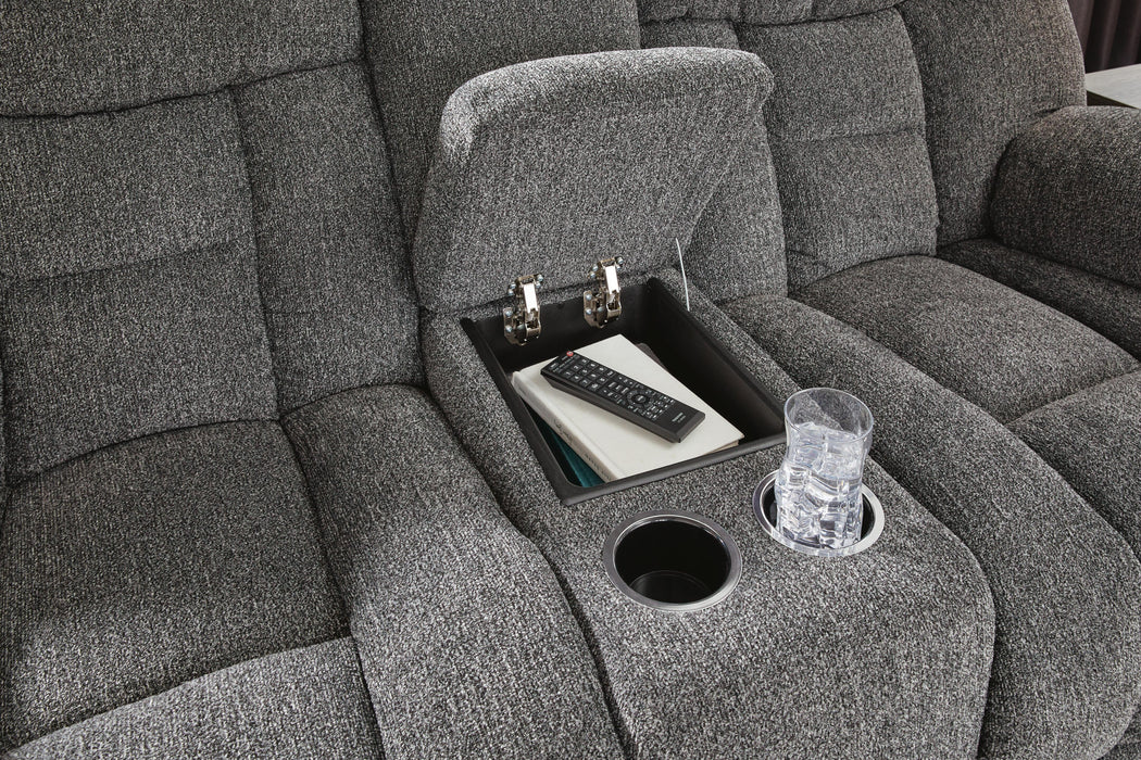 Foreside Reclining Loveseat with Console - Clarks Hardware - Iowa