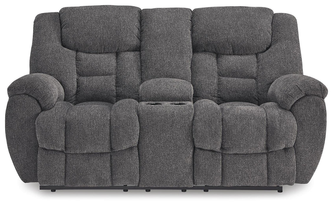 Foreside Reclining Loveseat with Console - Clarks Hardware - Iowa