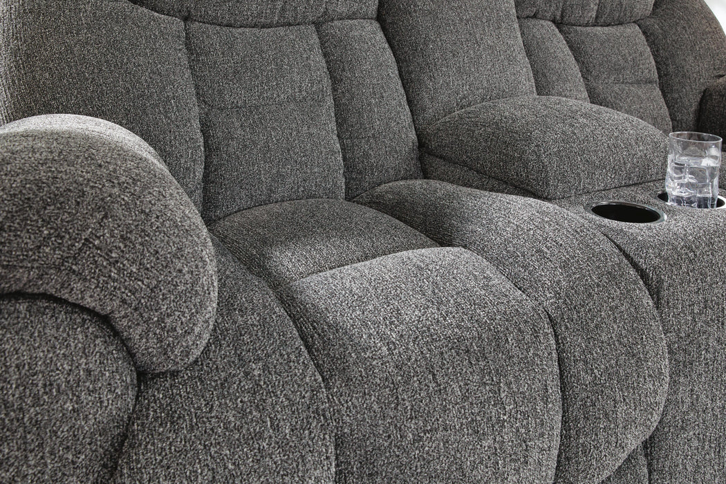 Foreside Reclining Loveseat with Console - Clarks Hardware - Iowa