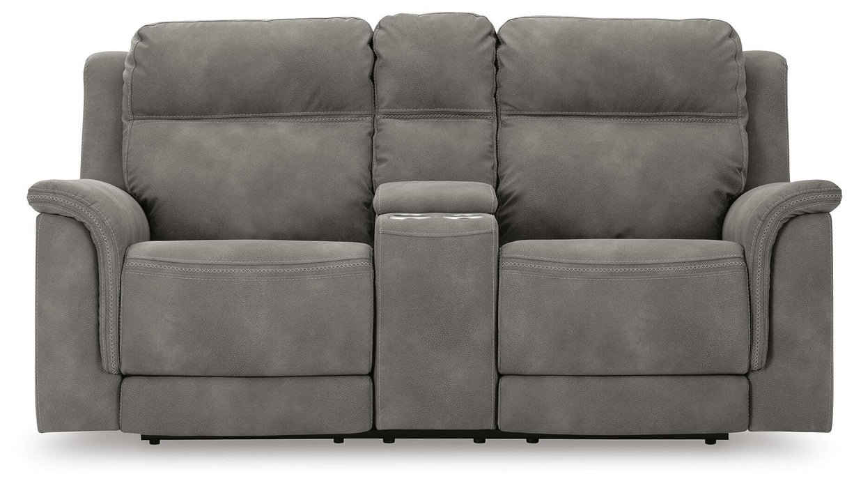 Next-Gen DuraPella Power Reclining Loveseat with Console - Clarks Hardware - Iowa