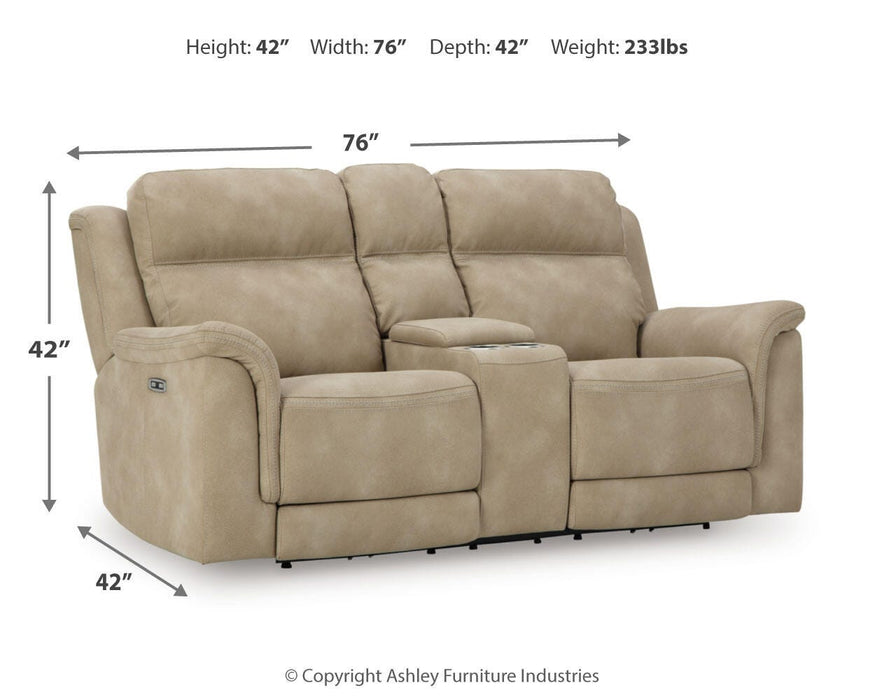 Next-Gen DuraPella Power Reclining Loveseat with Console - Clarks Hardware - Iowa