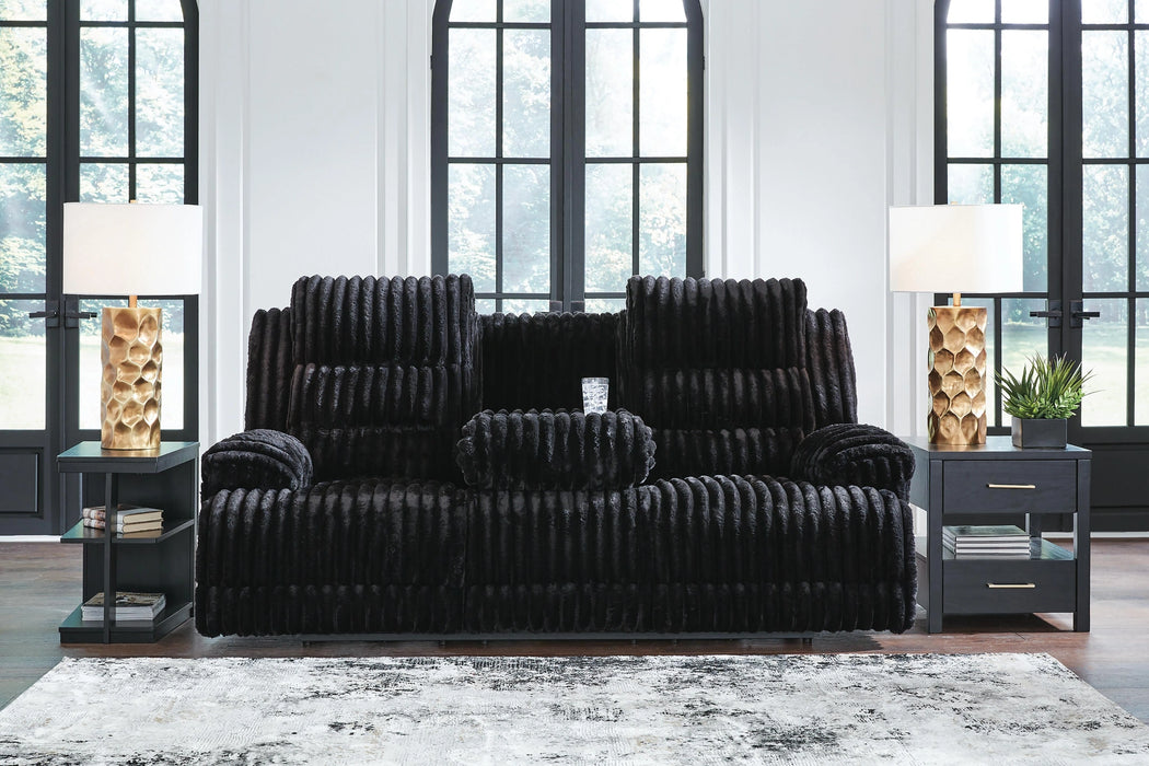 Technique Power Reclining Sofa with Drop Down Table