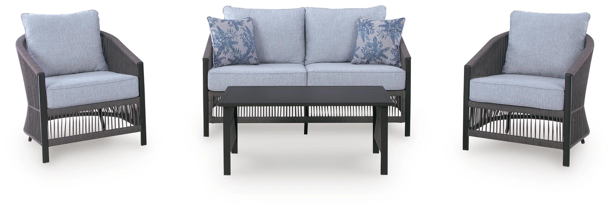 Bodega Island Outdoor Love/Chairs/Table Set (Set of 4)