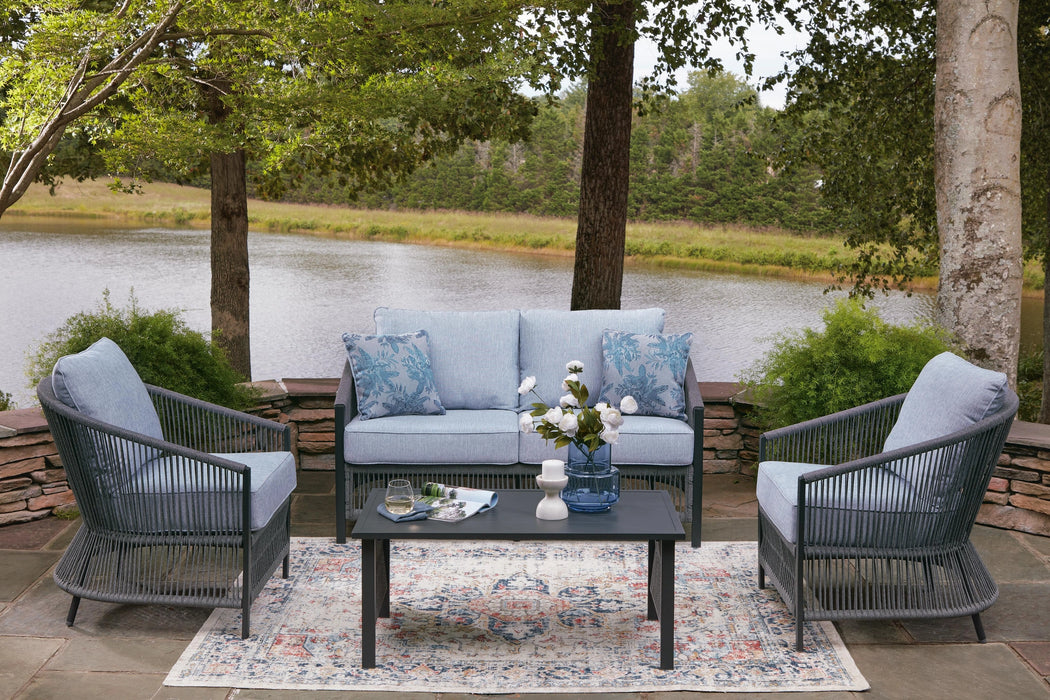 Bodega Island Outdoor Love/Chairs/Table Set (Set of 4)