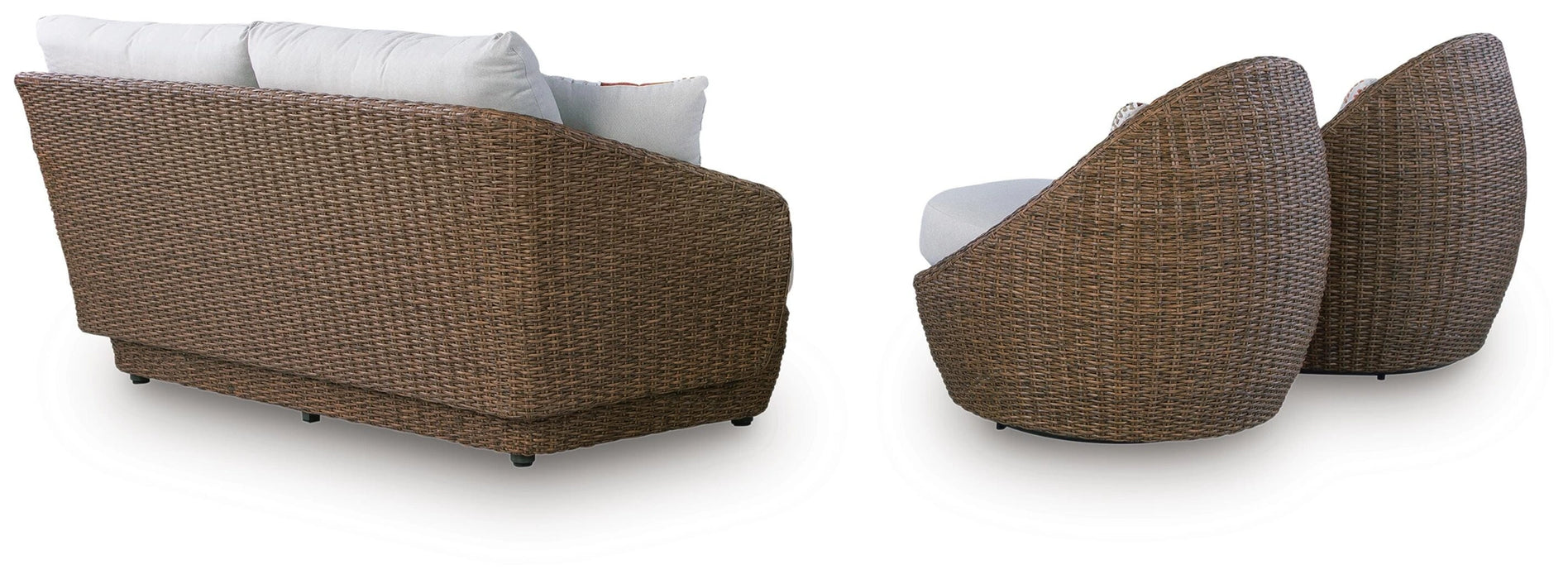 Cardiff Beach Outdoor Loveseat/2 Swivel Chairs (Set of 3)
