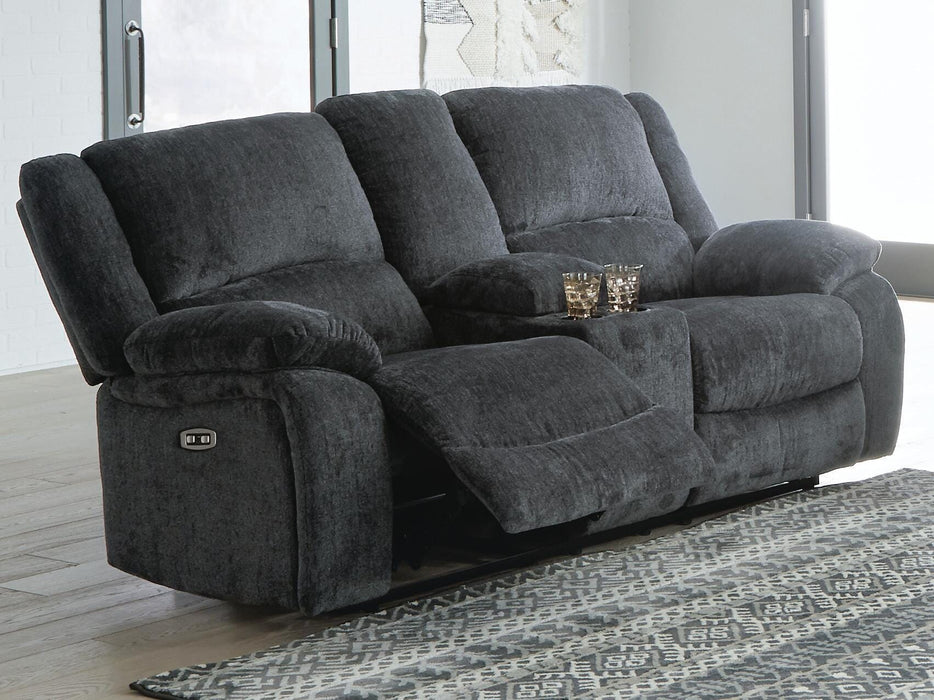 Draycoll Power Reclining Loveseat with Console - Clarks Hardware - Iowa