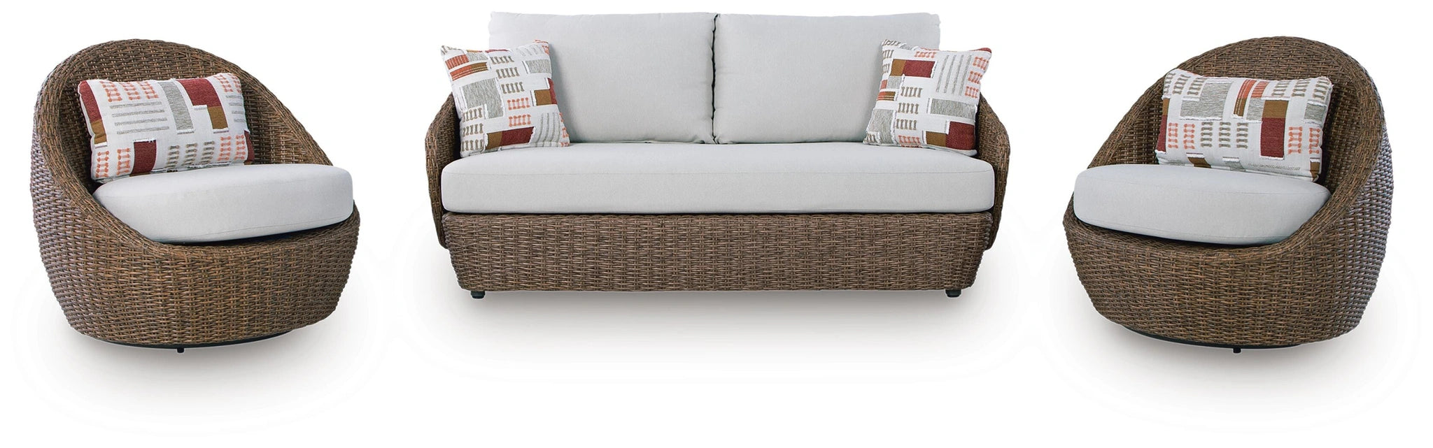 Cardiff Beach Outdoor Loveseat/2 Swivel Chairs (Set of 3)