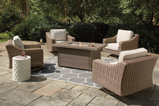 Beachcroft Beachcroft Fire Pit Table with Four Nuvella Swivel Lounge Chairs - Clarks Hardware - Iowa