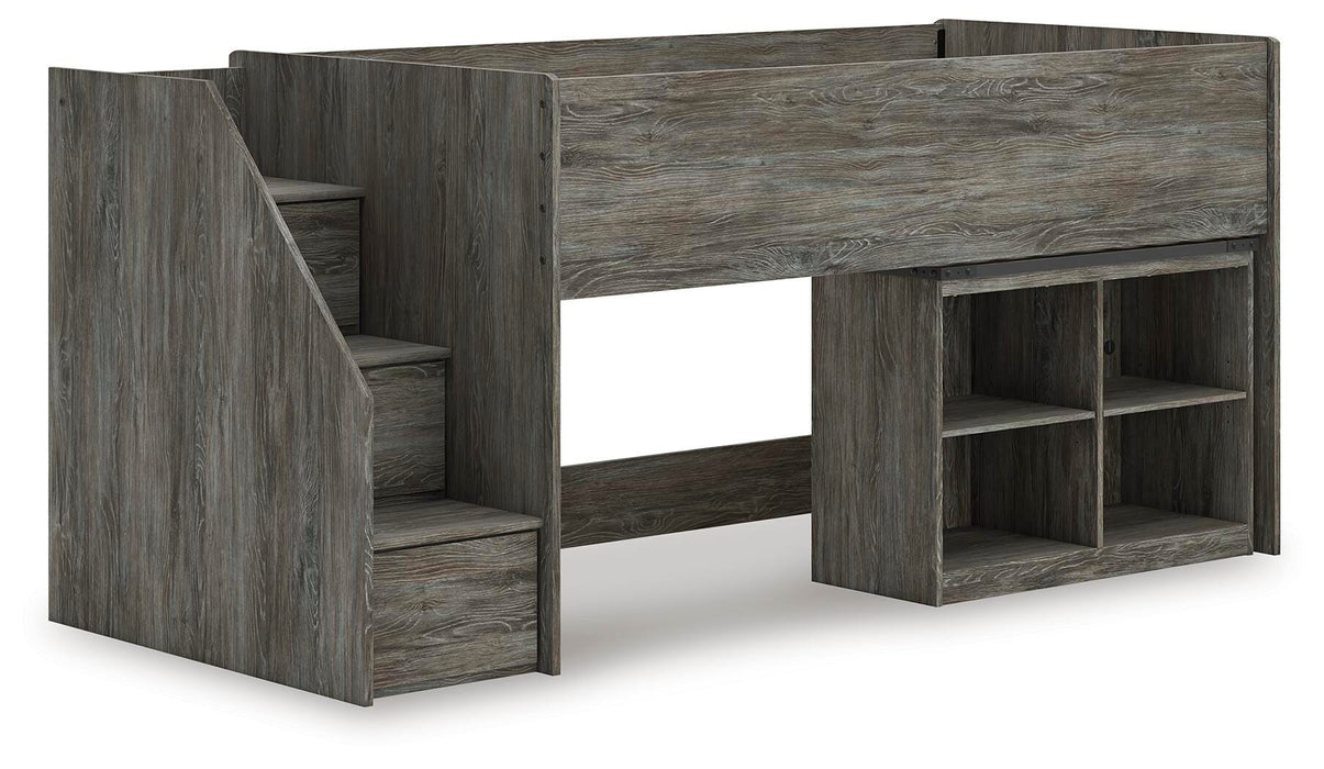Frandern Loft Bed with Bookcase Storage - Clarks Hardware - Iowa