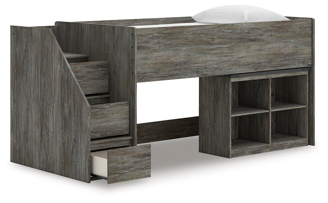 Frandern Loft Bed with Bookcase Storage - Clarks Hardware - Iowa