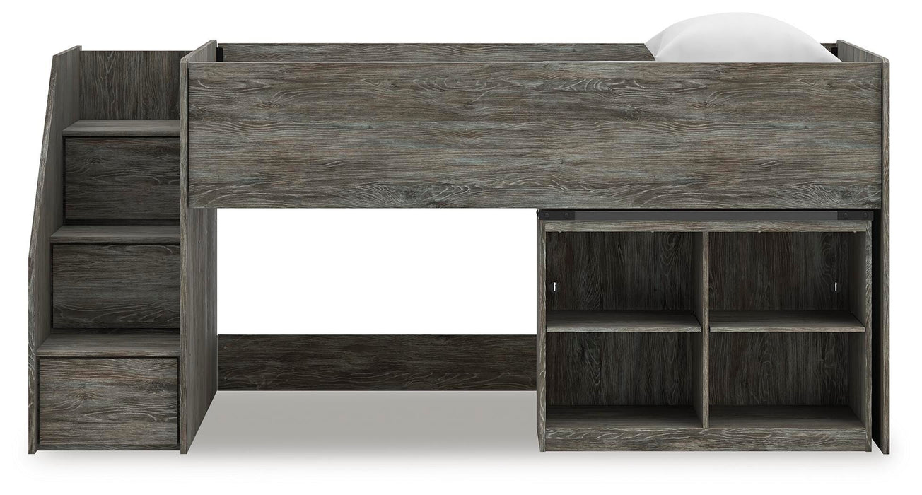 Frandern Loft Bed with Bookcase Storage - Clarks Hardware - Iowa