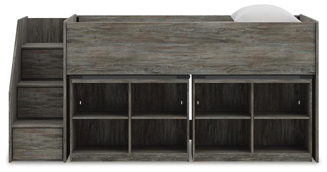 Frandern Loft Bed with Bookcase Storage - Clarks Hardware - Iowa