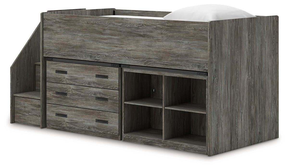 Frandern Loft Bed with Bookcase and Drawer Storage - Clarks Hardware - Iowa