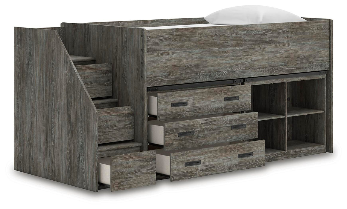 Frandern Loft Bed with Bookcase and Drawer Storage - Clarks Hardware - Iowa