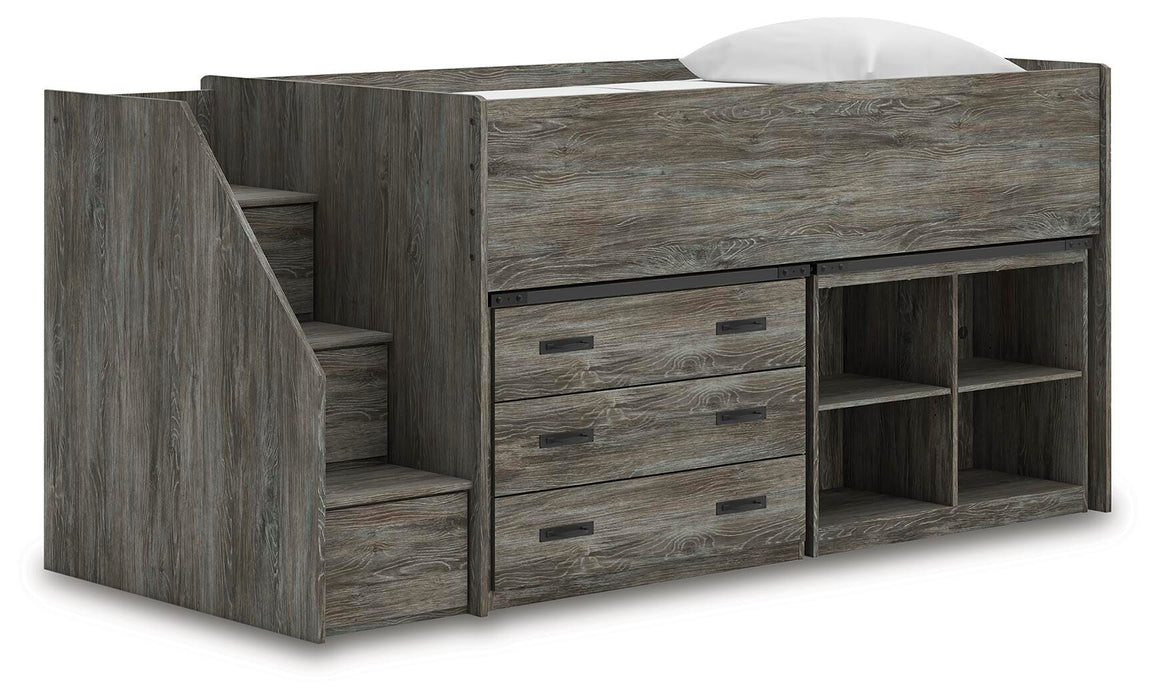 Frandern Loft Bed with Bookcase and Drawer Storage - Clarks Hardware - Iowa
