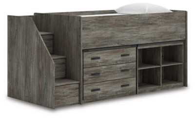 Frandern Loft Bed with Bookcase and Drawer Storage - Clarks Hardware - Iowa