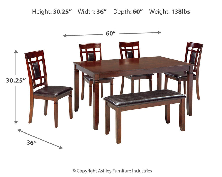 Bennox Dining Table and Chairs with Bench (Set of 6) - Clarks Hardware - Iowa