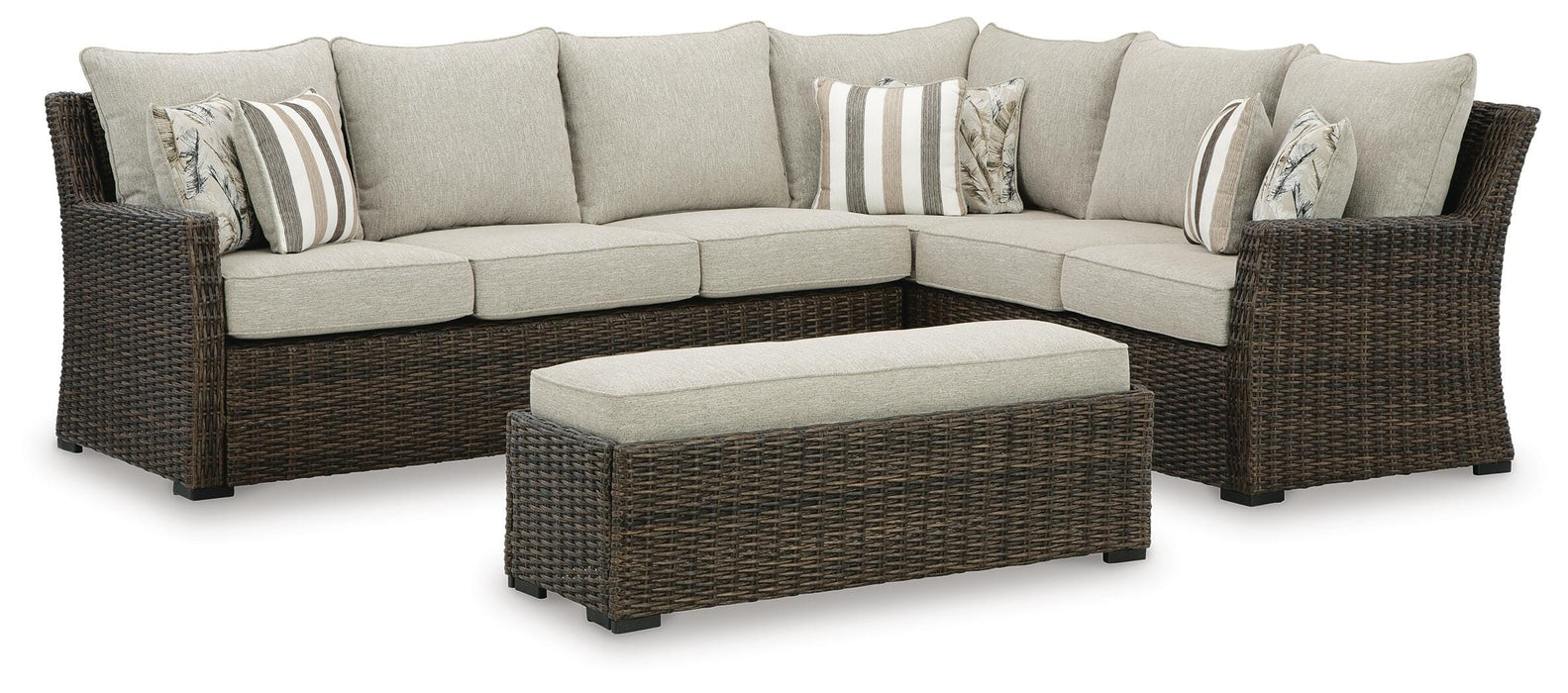 Brook Ranch Outdoor Sofa Sectional/Bench with Cushion (Set of 3) - Clarks Hardware - Iowa