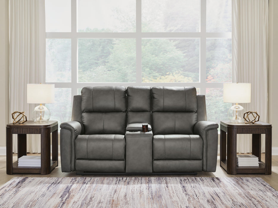 Beryton Power Reclining Loveseat with Console - Clarks Hardware - Iowa