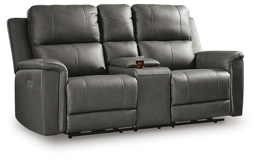 Beryton Power Reclining Loveseat with Console - Clarks Hardware - Iowa