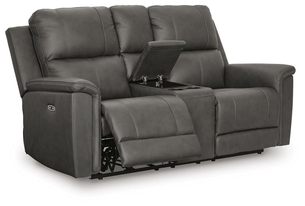 Beryton Power Reclining Loveseat with Console - Clarks Hardware - Iowa