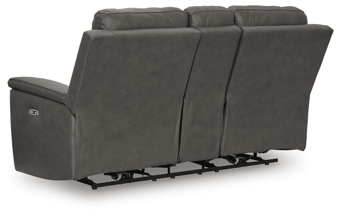 Beryton Power Reclining Loveseat with Console - Clarks Hardware - Iowa