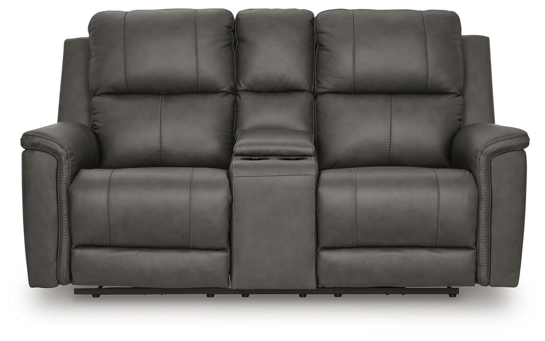 Beryton Power Reclining Loveseat with Console - Clarks Hardware - Iowa