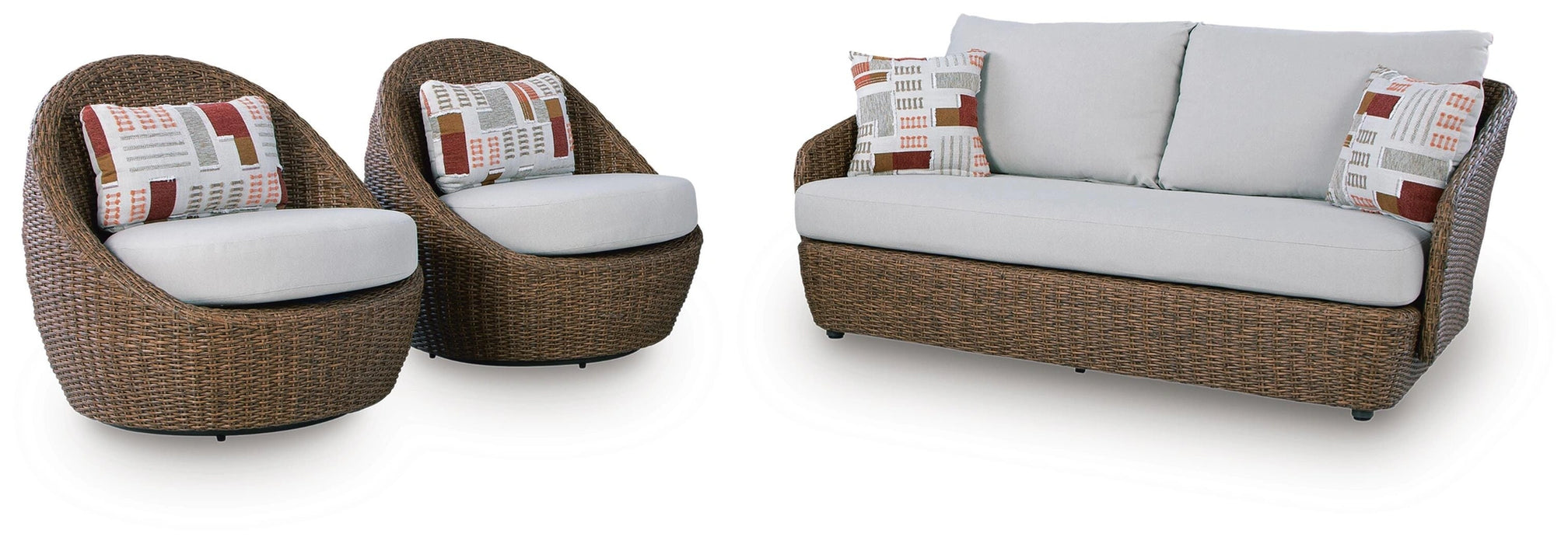Cardiff Beach Outdoor Loveseat/2 Swivel Chairs (Set of 3)